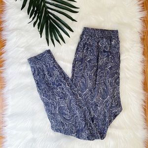 H&M Blue Paisley High Waist Harem Pants